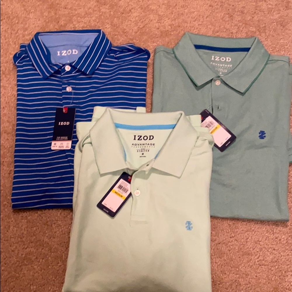 Izod Short Sleeve Advantage Performance & Breeze Polos Set of 3 Men’s Medium NWT